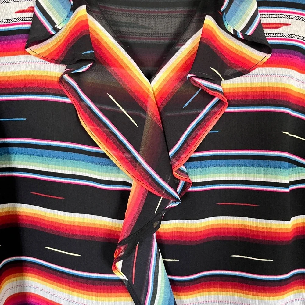 LAUREN RALPH LAUREN Summer Top Blouse Womens M - Colorful Flutter - Picture 2 of 10